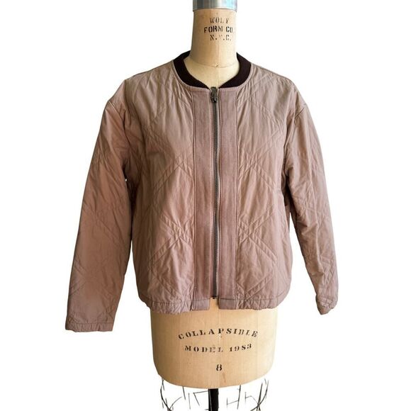 Free People XS Dusty Rose Pink Quilted Jacket Cotton EUC - Picture 1 of 4
